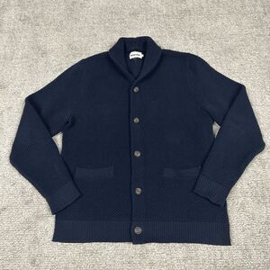 Taylor Stitch Crawford Cardigan Sweater Mens 44 XL Navy Blue Knit Shawl Collar